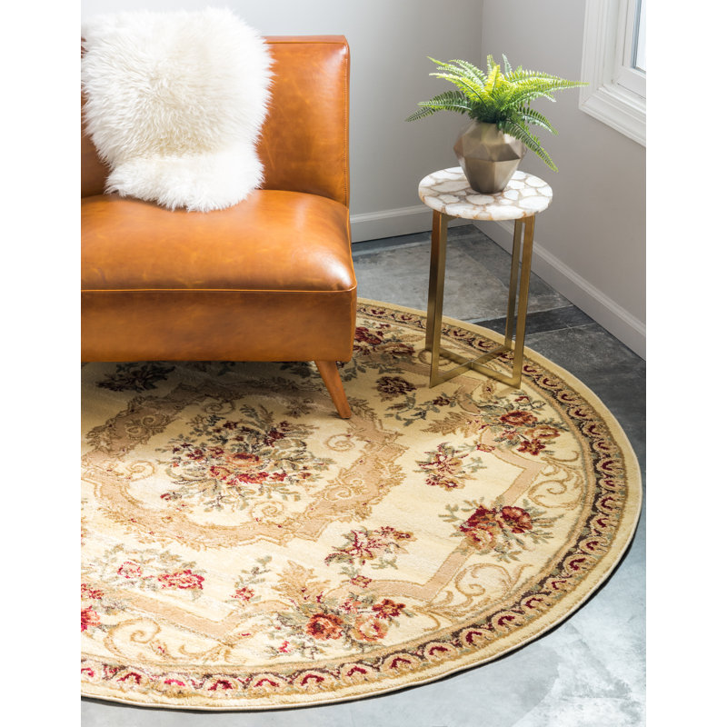 Tapis crème Debora, Crème, Rond 4 pi 1 po
