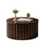 Table basse ronde avec piédestal robuste en relief fabriqué à la main-1003913132