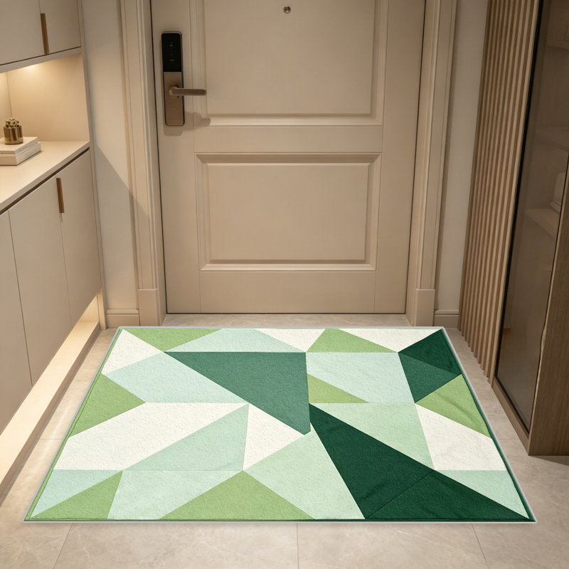 Green and Mint Geometric carpet-easy to clean, machine-washable, soft and comfortable; suitable for door mats, kitchens, living rooms, bedrooms, corridors, and laundry areas. Easy to clean, durable carpet for home decoration.