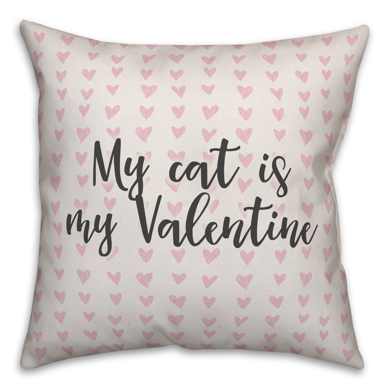  Coussin My Cat is My Valentine in Hearts, Housse de coussin