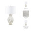 Lampe de table à quartz en pierre à base texturée ondulée, abat-jour en tissu, bureau à domicile moderne, salon, luminaire décoratif décoratif, lampe simple décorative - 29 po - blanc