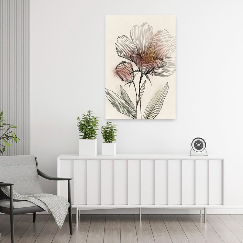 «Delicate Lines Of Nature's Grace II», art mural contemporain abstrait, H 36 po x l 24 po
