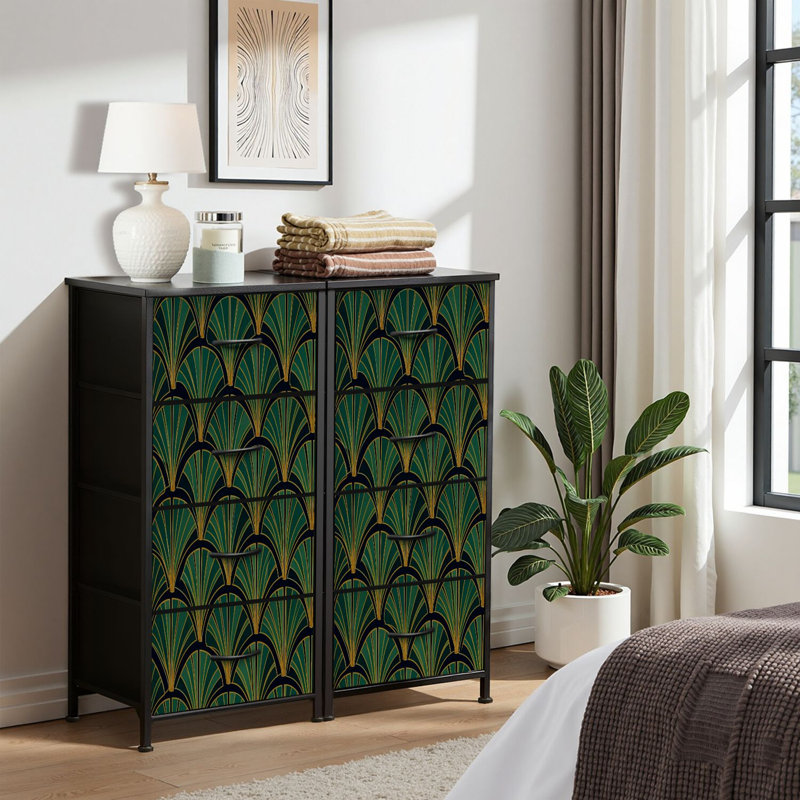 4 Drawer Dresser for Bedroom, Narrow Chest of Drawers, Wooden Top and Study Iron Frame 18"x37.5"-(WxH)