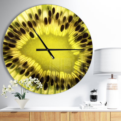 Green Kiwi Seeds and Inside Pattern - Modern wall clock