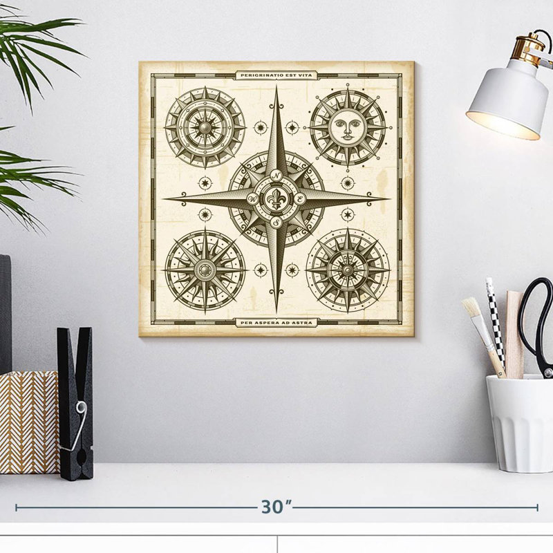 Aletra Vintage Compass Roses, 16" H x 16" W