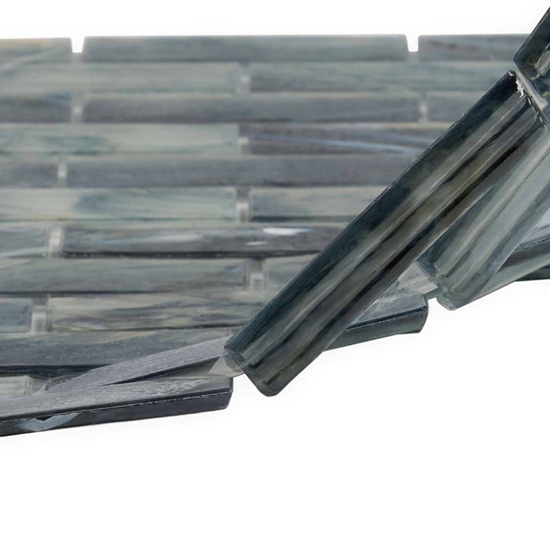 Artwater Iridescent Polished Glass Mosaic Tile, Night Black