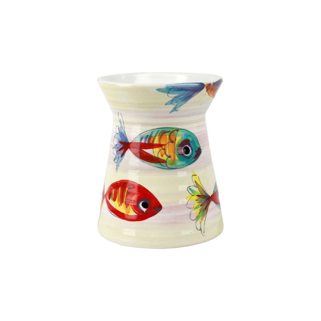 Pesci Colorati Earthenware Round Utensil Crock VIETRI