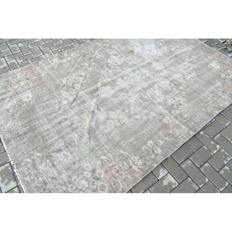 Grand tapis turc rétro gris fait à la main pour rehausser le décor de plancher de style antique et ajouter de l'élégance à n'importe quelle pièce