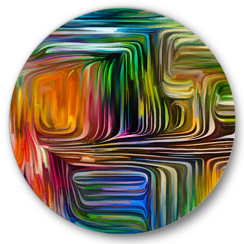 Art mural rond moderne en métal Color Fusion III, H 36 po x l 36 po x P 1 po