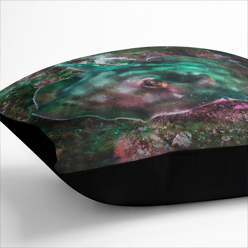 Sting Ray Square Throw Cushion, 40cm H x 40cm W x 15cm D, Black