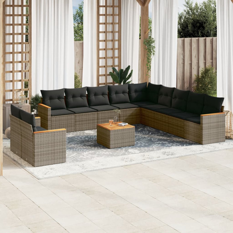 Vidaxl Garden Sofa Set Grey, Dark Grey