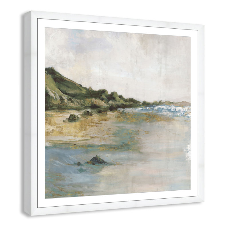 Tide’s Edge Print by Casa Fine Arts, 42.5" H x 42.5" W x 1.25" D, White Framed Print with Mat