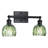 2-light Green Glass Vanity Light, Vintage Bathroom Wall Sconce With Black Metal Frame-2101483215-2101483217