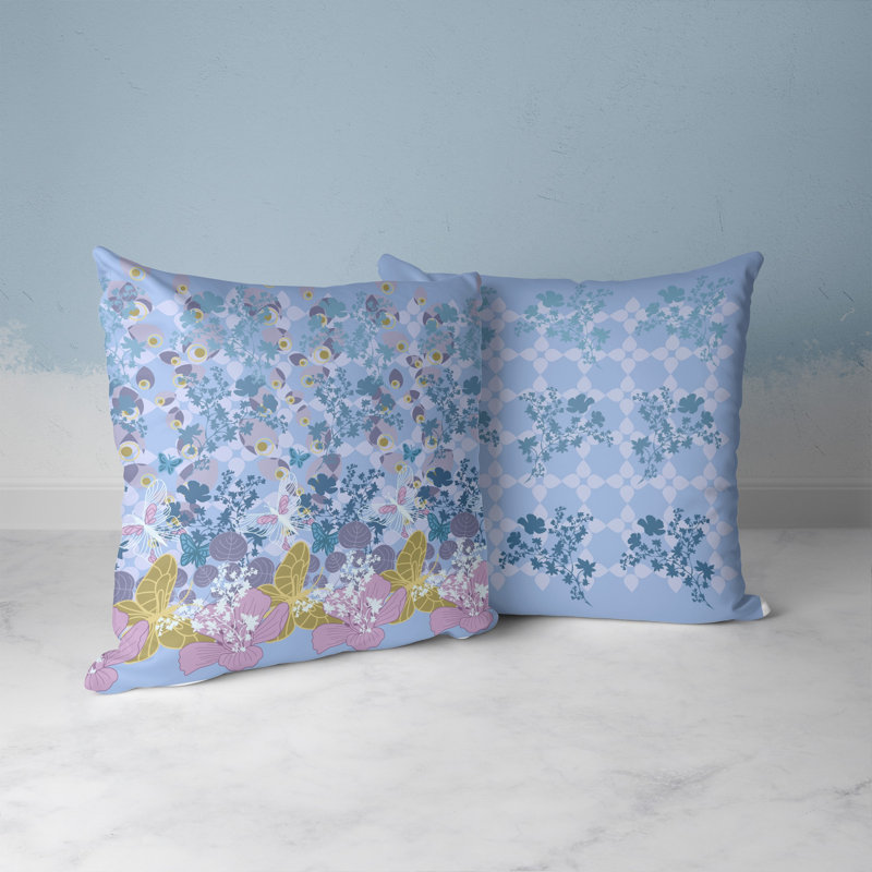 Papillon Paradise Throw Pillow, 16" x 16", Blue