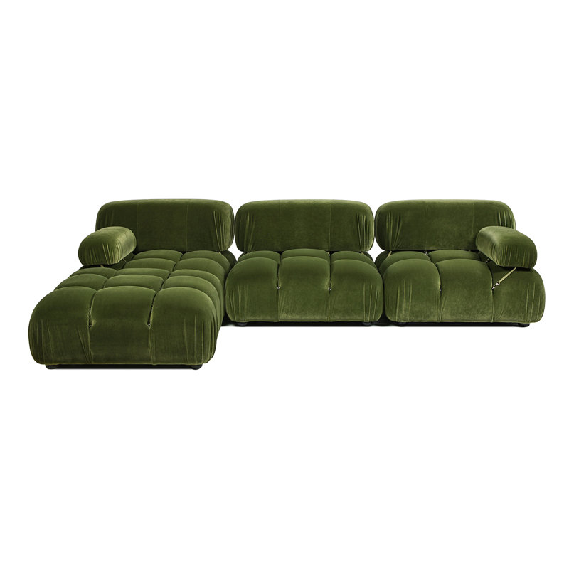 Canapé modulaire 4 pièces Sigma, Velours vert olive