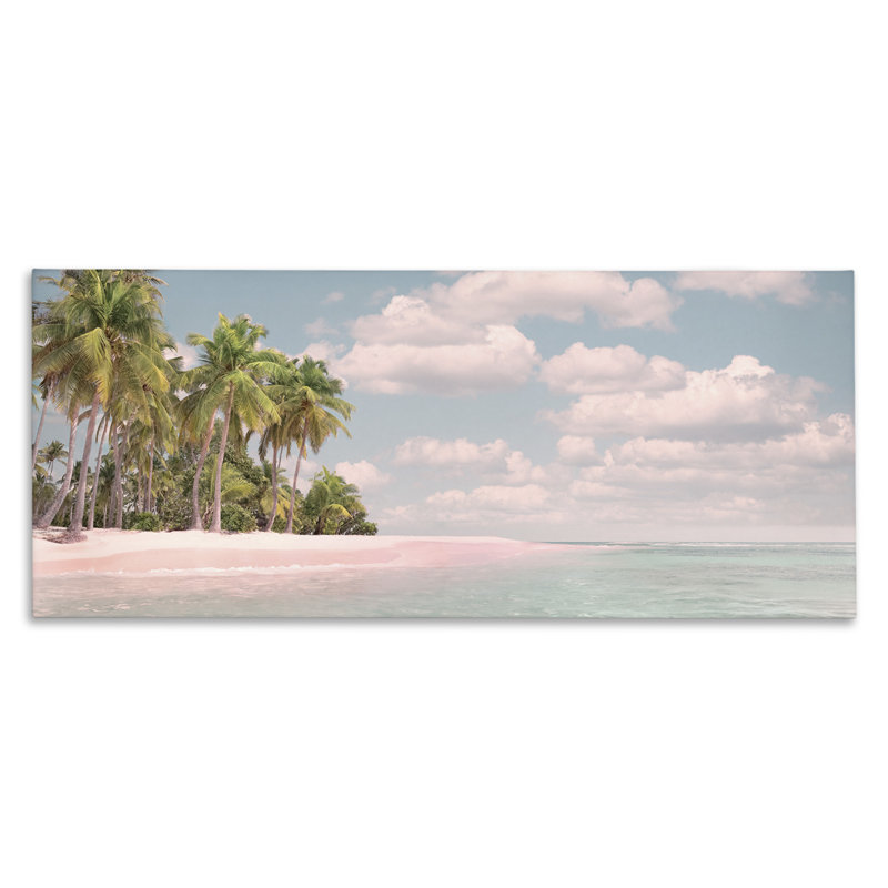 Eau claire, plage tropicale, côte, soleil, photographie blanchie, H 13 po x l 30 po