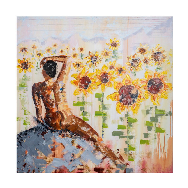 Art mural sur toile tendue - «Myflores» par Julie Atkinson, décoration murale pour le salon, la chambre à coucher ou le bureau - 14 x 14