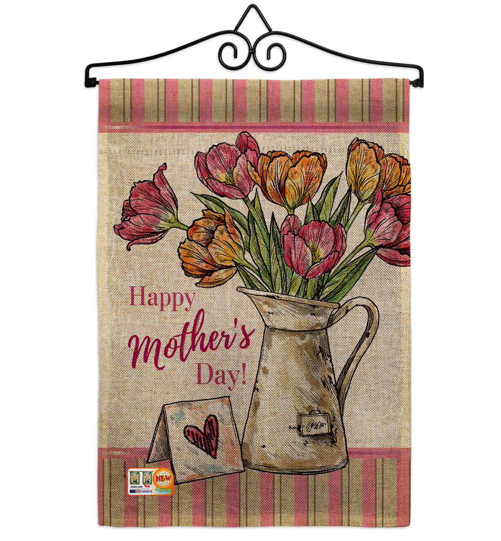 Double Sided 13'' H x 13'' W Polyester Mother's Day Flag Set Breeze Decor