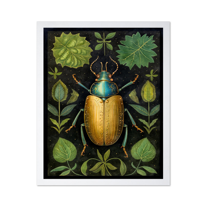 Coléoptère botanique no 2, Poster, 24"H x 32"W, White Framed