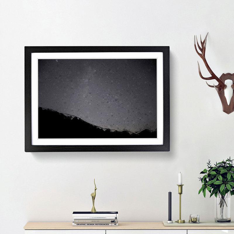 Stars over the Lake District - Picture Frame Graphic Art Print, Oak Framed, 48cm H x 65cm W x 2cm D