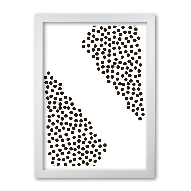 Black Corner Polka Dots Abstract - Print, 42 cm H x 30 cm W x 5 cm D, White Grain Frame