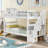 Space-Saving Twin Bunk Bed With Staircase Storage And Guard Rails-366324505