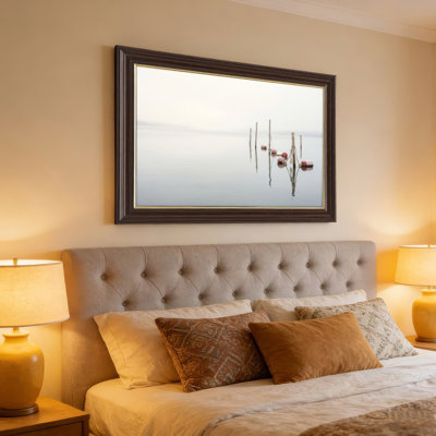 Art mural antique sur toile encadré doré pour le salon, la chambre à coucher, le bureau ou le vestibule - Décoration murale décorative avec eau calme