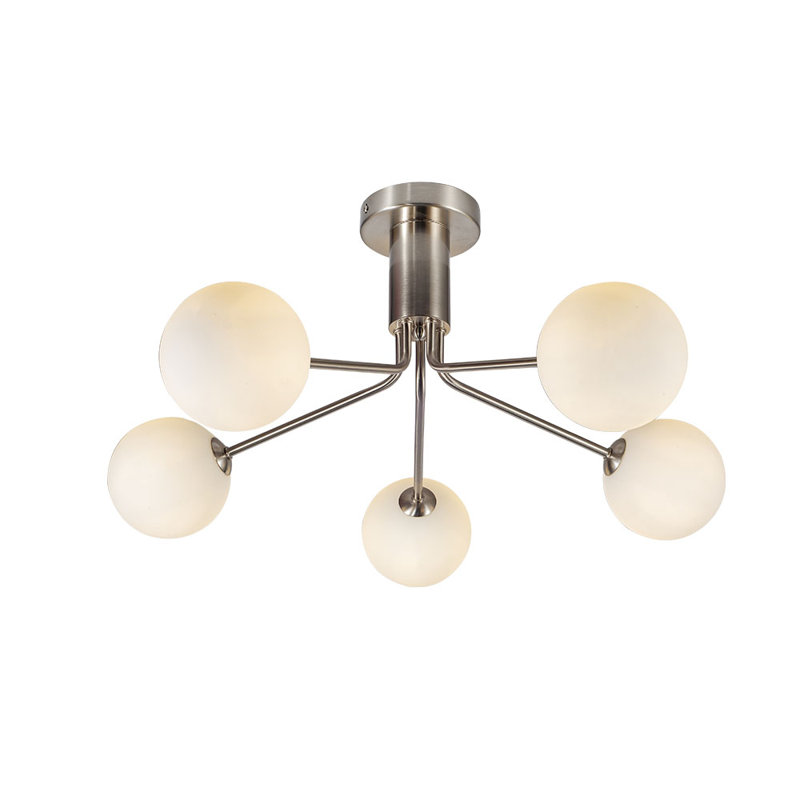 Aure Glass Semi Flush Mount, Satin Chrome 