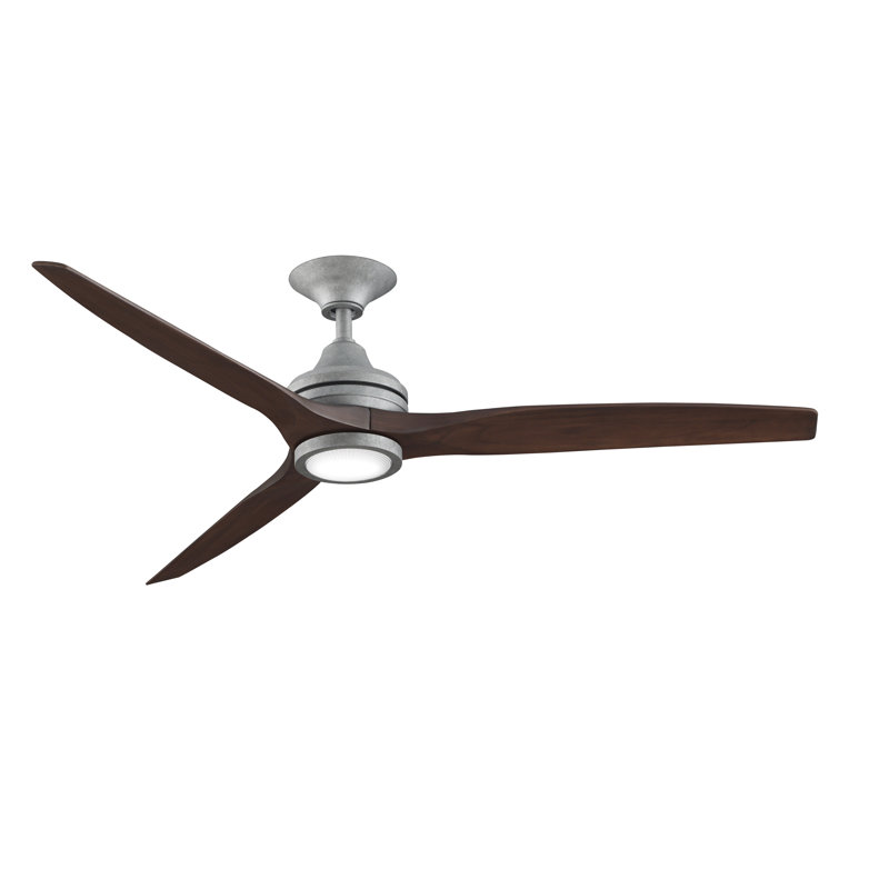 Spitfire 60 inch Indoor/Outdoor Ceiling Fan with LED Light Kit - Black with Whiskey Wooed Blades, Black, Whiskey Wood