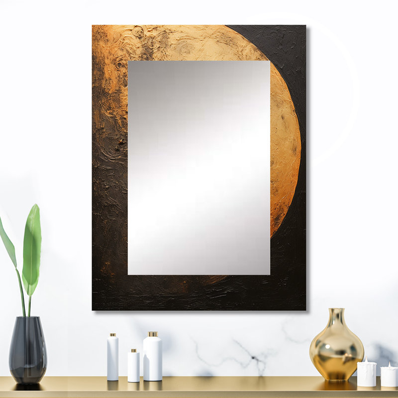 Bronze Moon Beam I - Moon Decorative Mirror, Gold Wall Mirror, Printed Metal Art, 32" x 24"