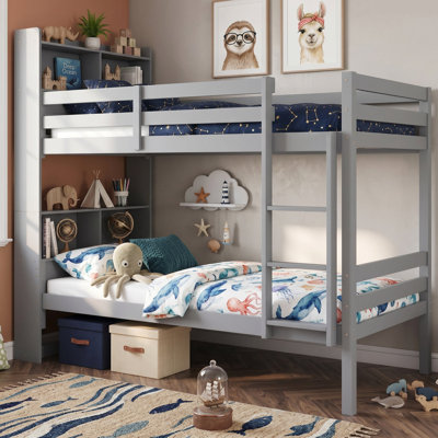 Twin Over Twin Bunk Bed with Shelves