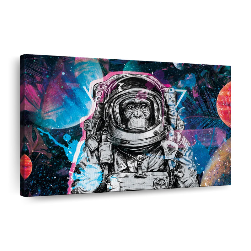 Chimp Astronaut - impression sur toile tendue, H 8 po x l 12 po x P 1 po