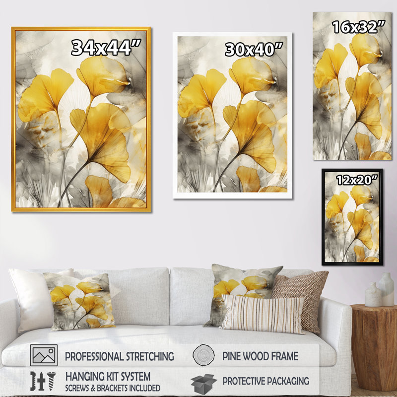 Palmier tropical, œuvre d'art ginkgo III sur toile, H 20 po x l 12 po, Toile tendue