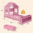 Twin Size Platform Bed Frame With 2 Storage Drawers And Open Bookshelves for Bedroom,House Bed with Roof & Window,Toddler Bed,Space Saving No Box Spring Needed, Easy Assembly-144803452
