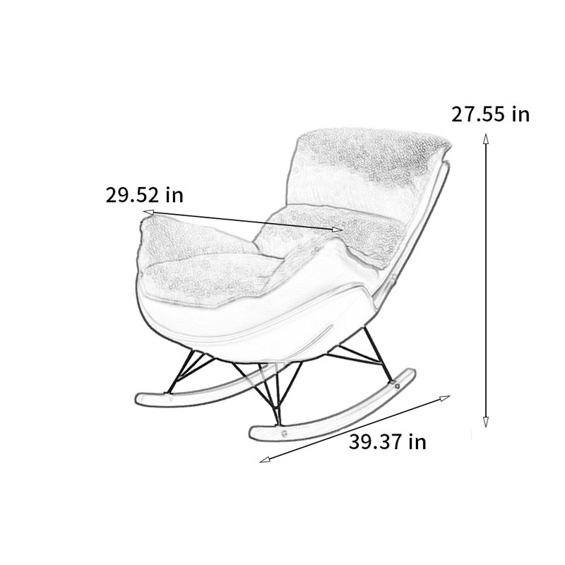 Chaise berçante moderne en tissu à double face, Blanc cassé, Blanc cassé