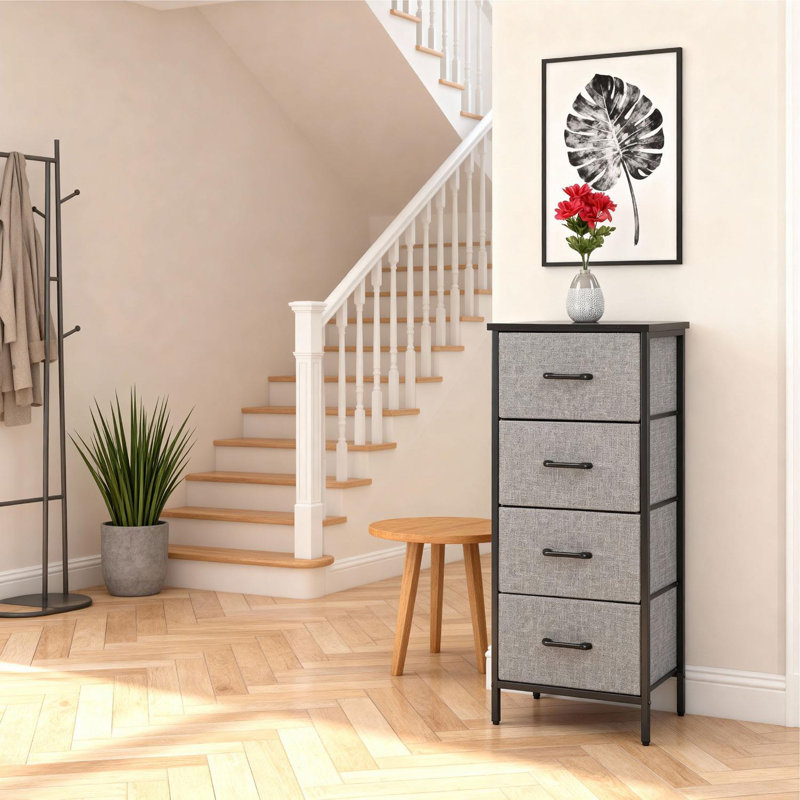 Metal 40cm W Chest of Drawers, Black/Grey
