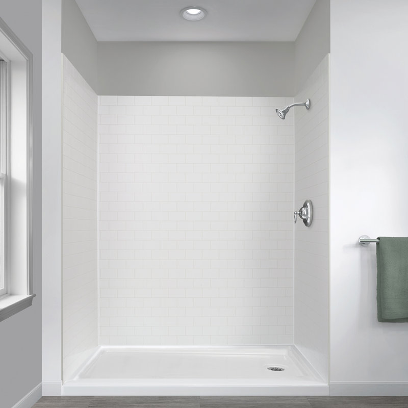White Subway 60" x 32" x 78" Five Panel Alcove Shower Kit