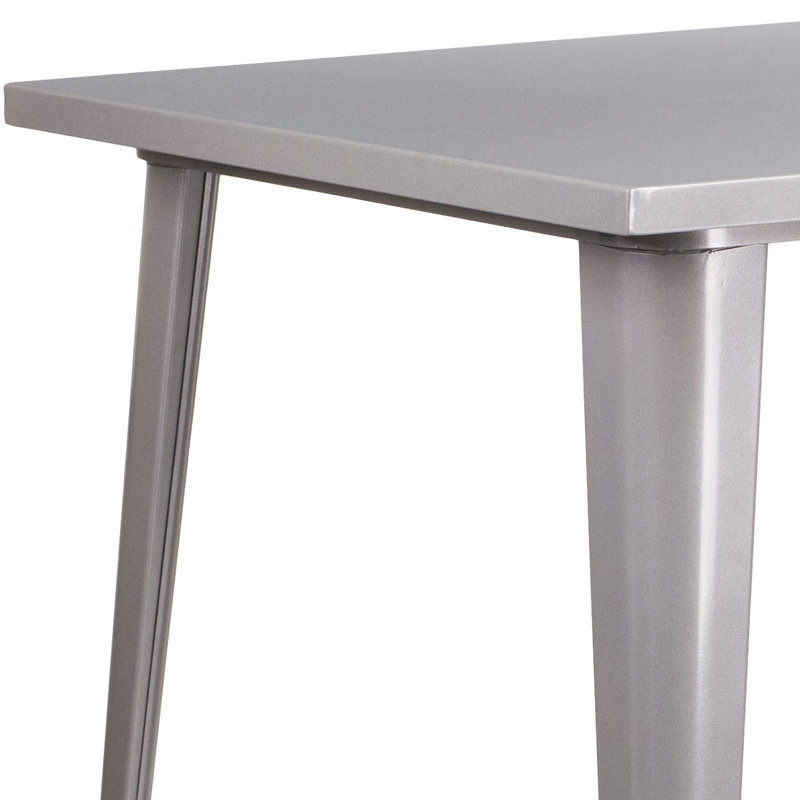 Table carrée intérieure / extérieure Angeleca, Argent, l 33,25 po x L 33,25 po x H 40,75 po