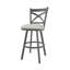 Tabouret pivotant à hauteur de comptoir de 26 po Julia Alegra en tissu irlandais performance brume avec une finition gris Firestone peinte à la main-29249861-95193252-95193259