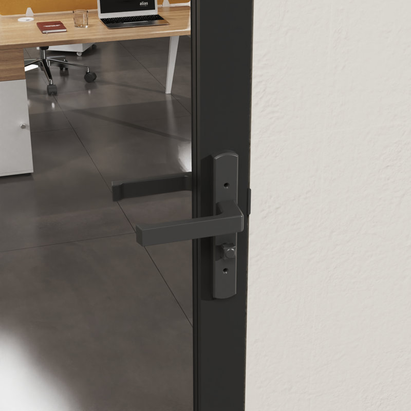 Porte intérieure vitrée Full-Lite 28" × 80", cadre en aluminium noir mat, porte à charnières pour garde-manger, 28"×80"