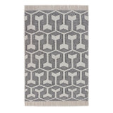Whales Tail Geometric Area Rug in Black/Ivory