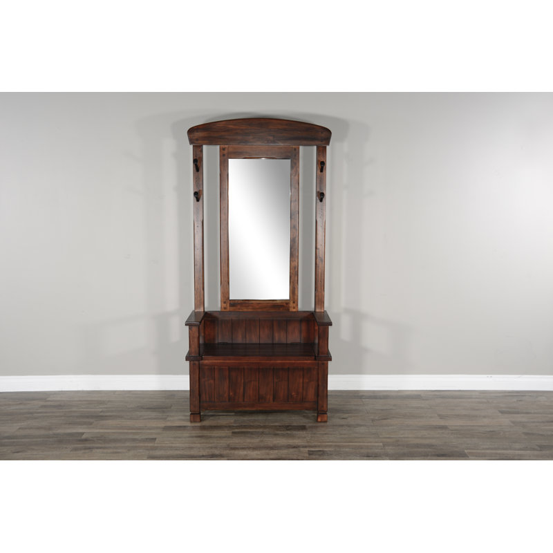 Villepinte Hall Tree 38'' Wide with Bench, Dark Chocolate 