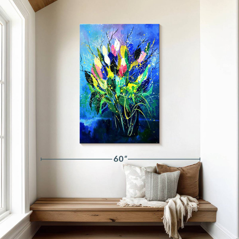 Avery Tulips On Blue, 45" H x 30" W