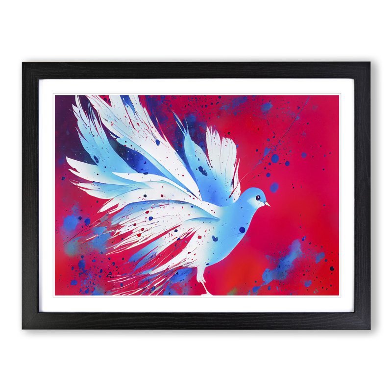 Dove Bird Splash Vol.4 Abstract 1 Piece Single Picture Frame Wall Art, 34cm H x 46cm W x 2cm D, Black Framed