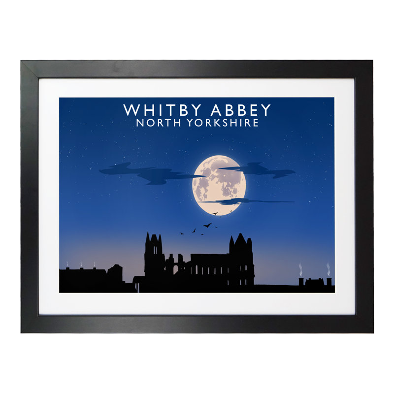 Whitby Abbey (Night) 1 Piece Wall Art, 33.5 cm H x 43.5 cm W x 2.2 cm D, Black Wood Frame