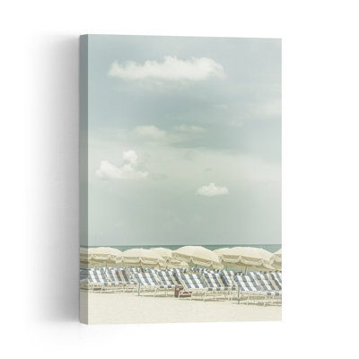 Serene Beach Umbrellas, minimaliste, rétro, art mural côtier rétro