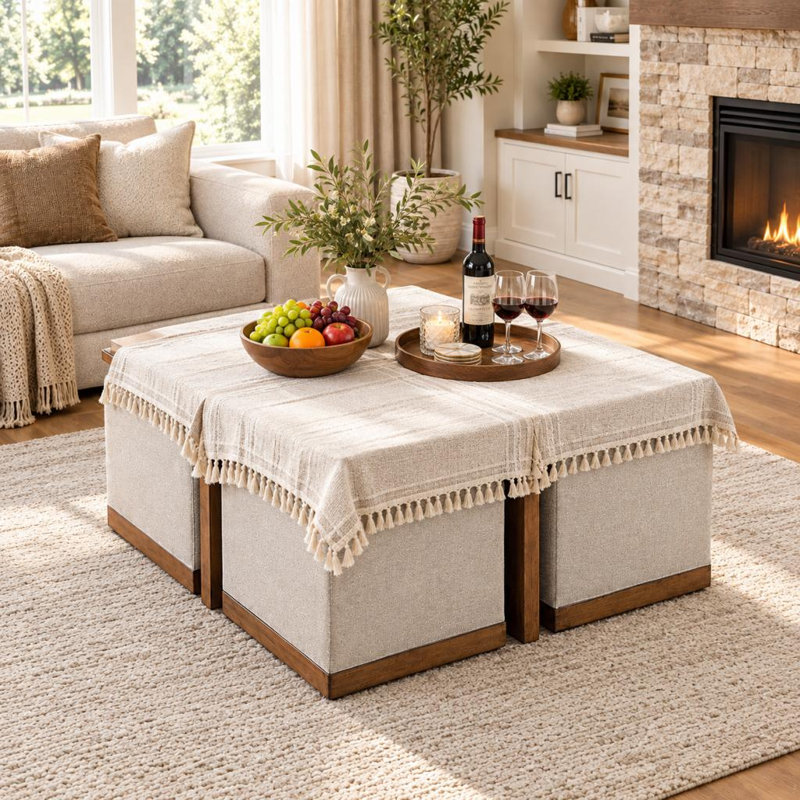 Solid Wood Top Nesting Cocktail Table
