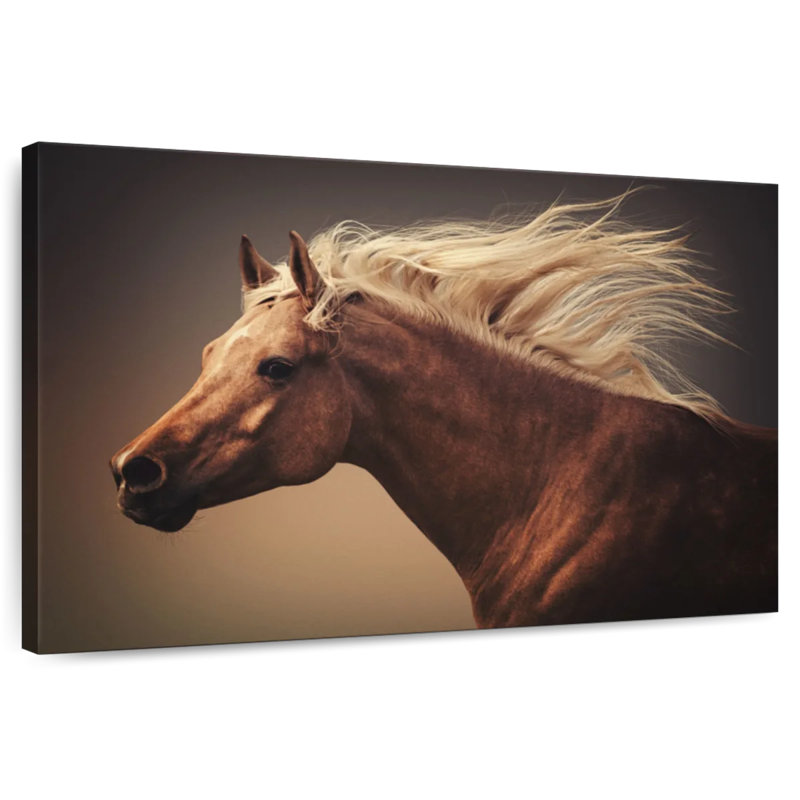 Cheval blond châtaignier, H 16 po x l 24 po