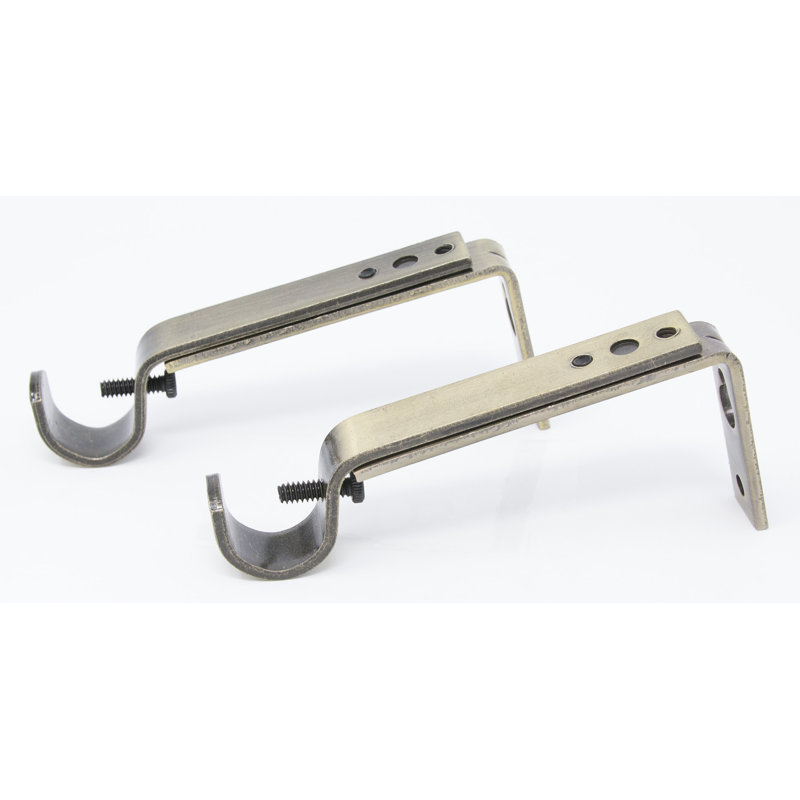 Support de fixation de rideau réglable Pernell, Laiton antique, H 5 po x l 2 po x P 1 po