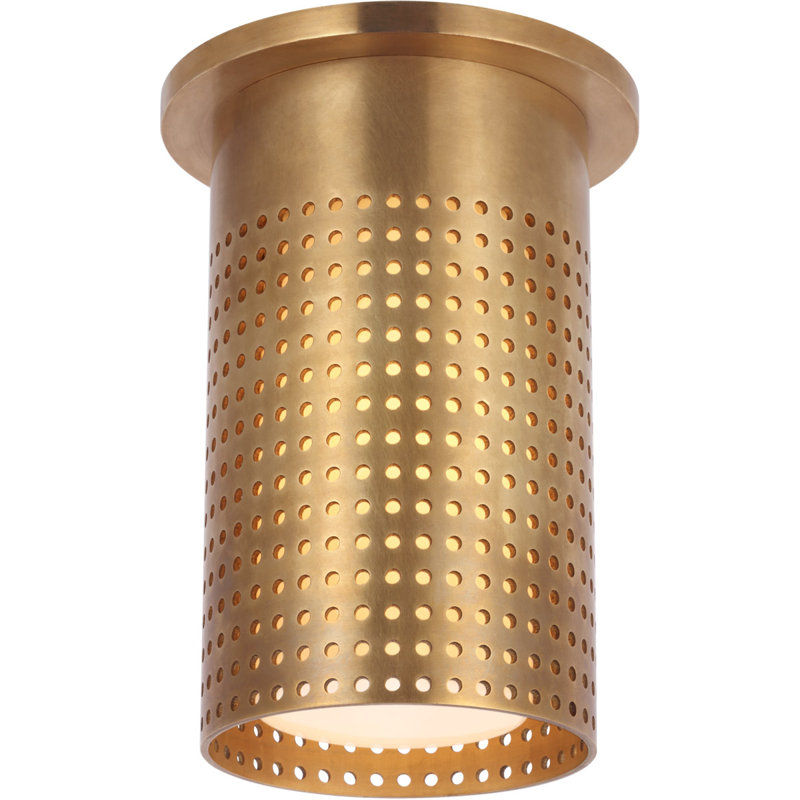 Kelly Wearstler Precision Short Monopoint Flush Mount, 6.25" H x 3.5" W x 3.5" D, Antique Burnished Brass